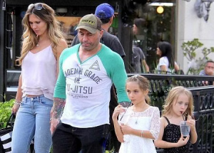 Joe Rogan with his wife and children