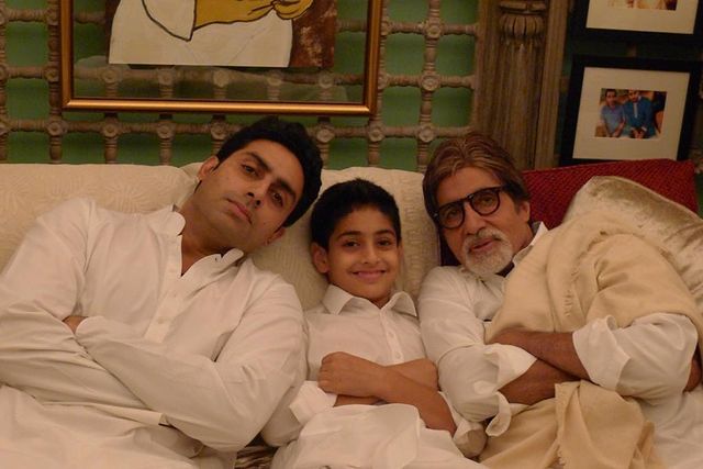 Amitabh Bachchan with his son and grand son