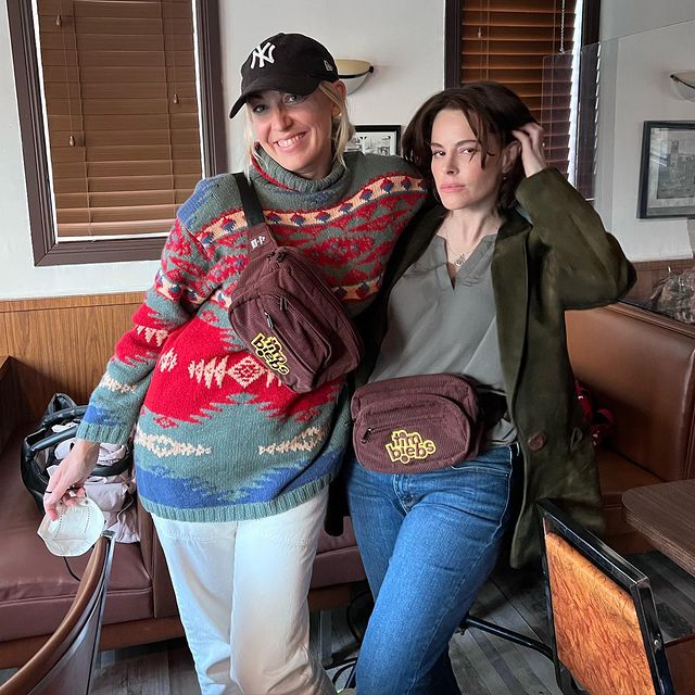 Emily Hampshire with her friend