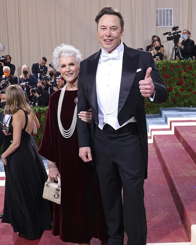 Elon Musk with his mother 
